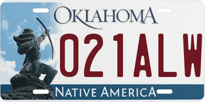 OK license plate 021ALW