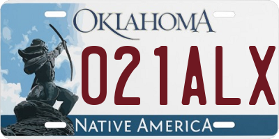 OK license plate 021ALX