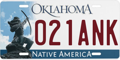 OK license plate 021ANK
