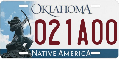 OK license plate 021AOO