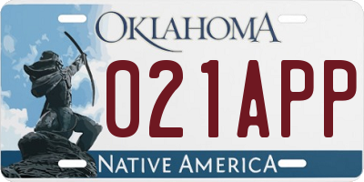 OK license plate 021APP