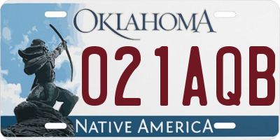 OK license plate 021AQB