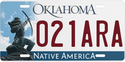 OK license plate 021ARA