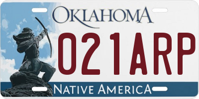 OK license plate 021ARP