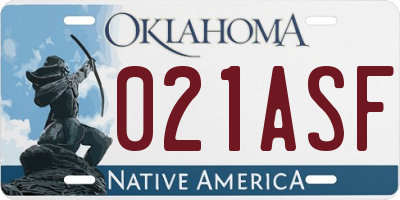OK license plate 021ASF