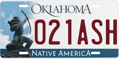 OK license plate 021ASH