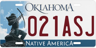 OK license plate 021ASJ