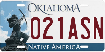 OK license plate 021ASN