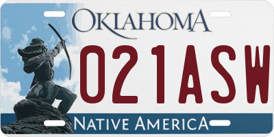 OK license plate 021ASW