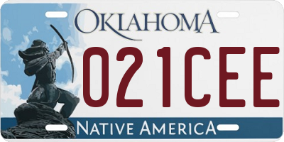 OK license plate 021CEE