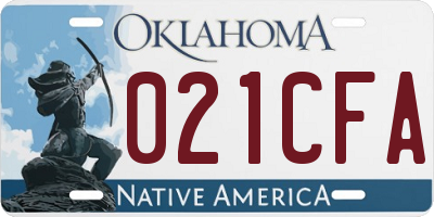 OK license plate 021CFA
