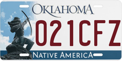 OK license plate 021CFZ