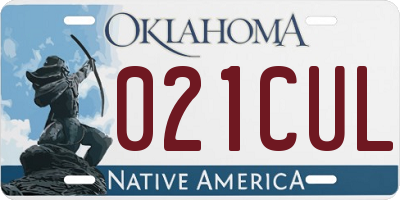 OK license plate 021CUL