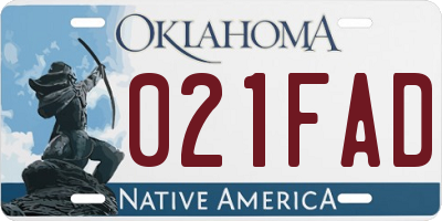 OK license plate 021FAD