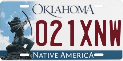 OK license plate 021XNW
