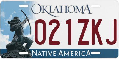 OK license plate 021ZKJ