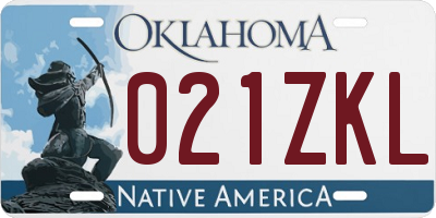 OK license plate 021ZKL