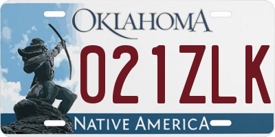 OK license plate 021ZLK