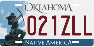 OK license plate 021ZLL