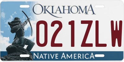 OK license plate 021ZLW