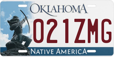 OK license plate 021ZMG
