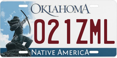 OK license plate 021ZML
