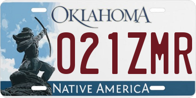 OK license plate 021ZMR