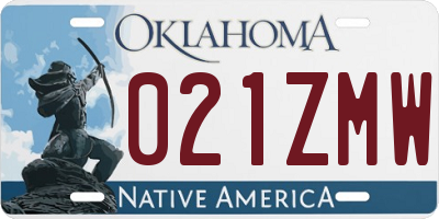 OK license plate 021ZMW