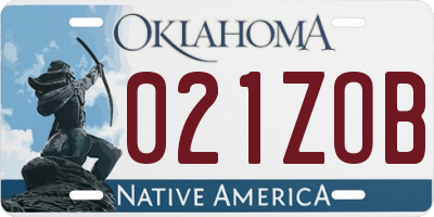 OK license plate 021ZOB