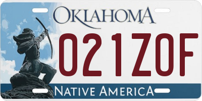 OK license plate 021ZOF