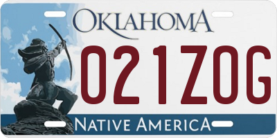 OK license plate 021ZOG