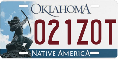 OK license plate 021ZOT