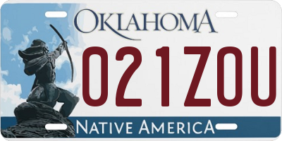 OK license plate 021ZOU