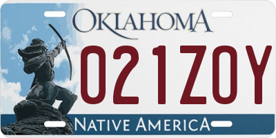 OK license plate 021ZOY