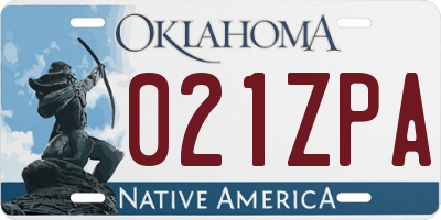 OK license plate 021ZPA