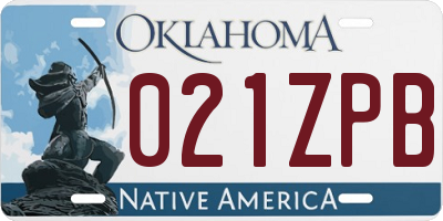 OK license plate 021ZPB