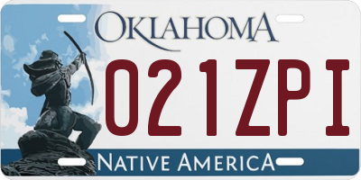 OK license plate 021ZPI