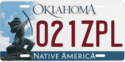 OK license plate 021ZPL