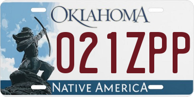 OK license plate 021ZPP