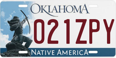 OK license plate 021ZPY