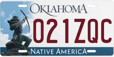 OK license plate 021ZQC
