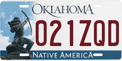 OK license plate 021ZQD