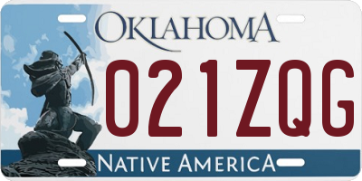 OK license plate 021ZQG