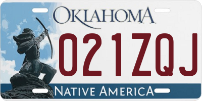 OK license plate 021ZQJ
