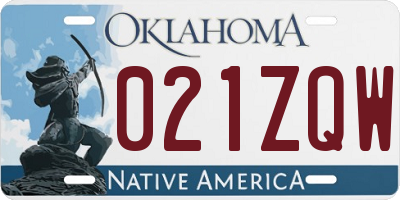 OK license plate 021ZQW