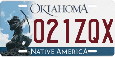OK license plate 021ZQX