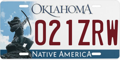 OK license plate 021ZRW