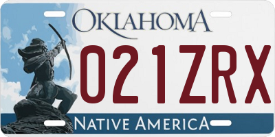 OK license plate 021ZRX