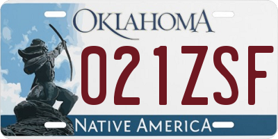 OK license plate 021ZSF