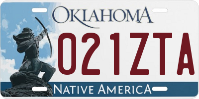 OK license plate 021ZTA